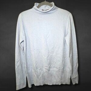 French Connection Knit Turtleneck Sweater Super Soft Ribbed Trim Light Blue W XL